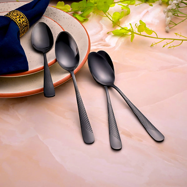 Onyx Black Stainless Steel Spoons (Set of 4)