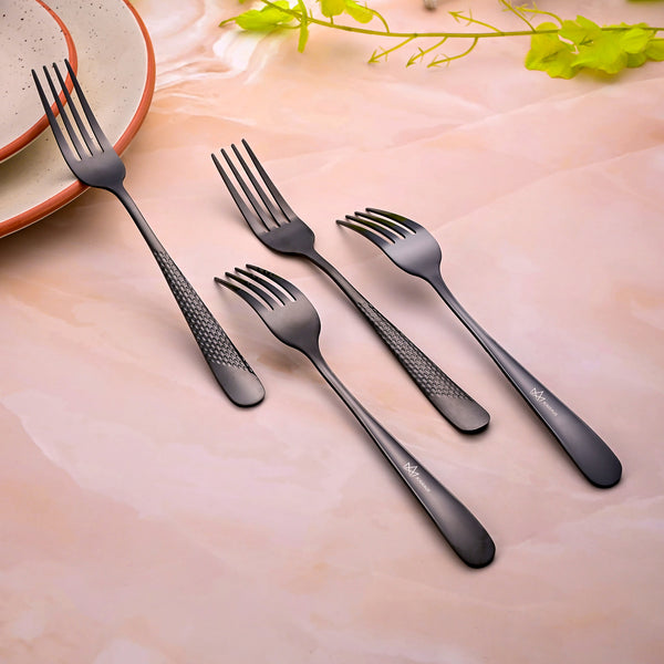 Black Flame Stainless Steel Forks (Set of 4)