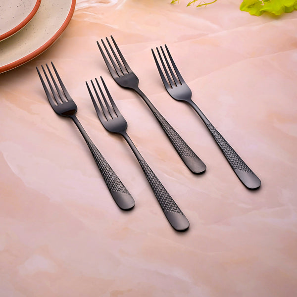 Black Flame Stainless Steel Forks (Set of 4)