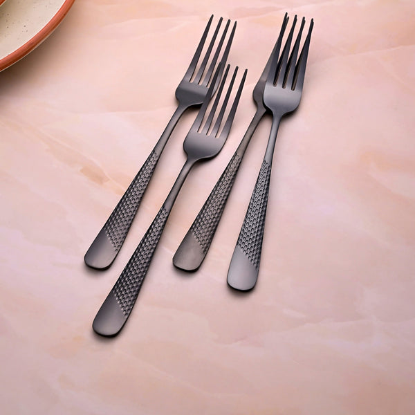 Black Flame Stainless Steel Forks (Set of 4)