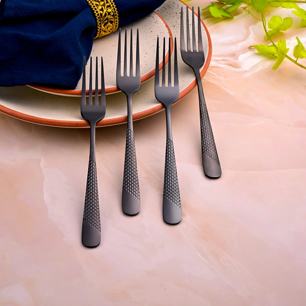 Black Flame Stainless Steel Forks (Set of 4)