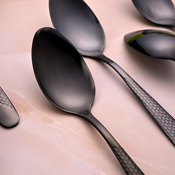 Matte Black Stainless Steel Tea Spoons (Set of 6)