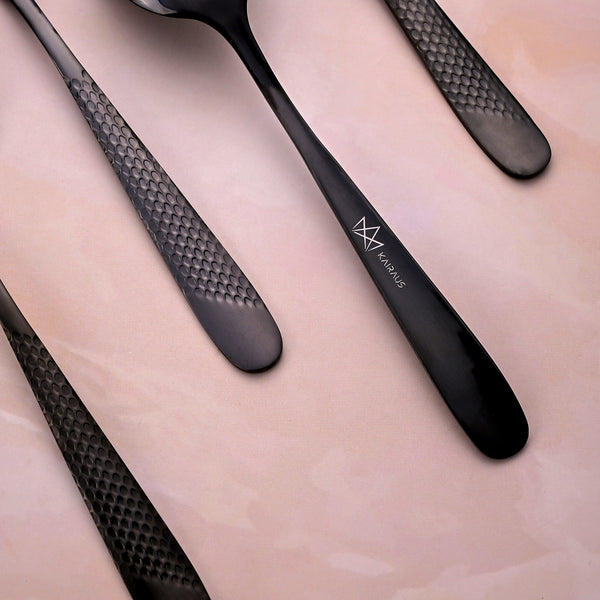 Matte Black Stainless Steel Tea Spoons (Set of 4)