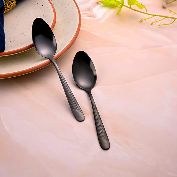Matte Black Stainless Steel Tea Spoons (Set of 2)