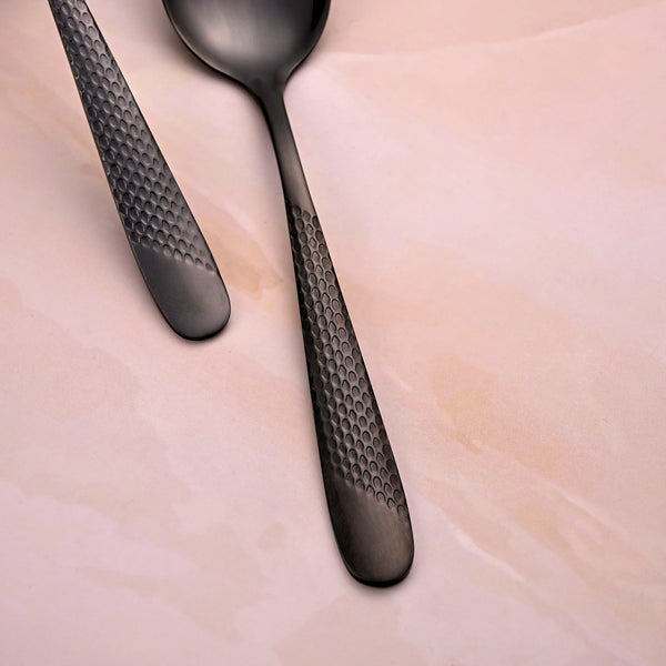 Matte Black Stainless Steel Tea Spoons (Set of 2)