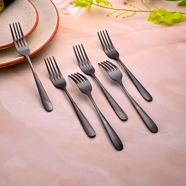 Velvet Black Stainless Steel Tiny Forks (Set of 6)