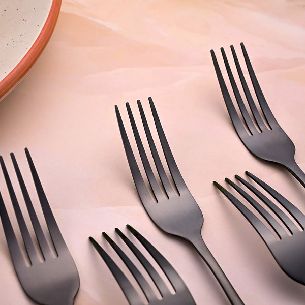 Velvet Black Stainless Steel Tiny Forks (Set of 6)