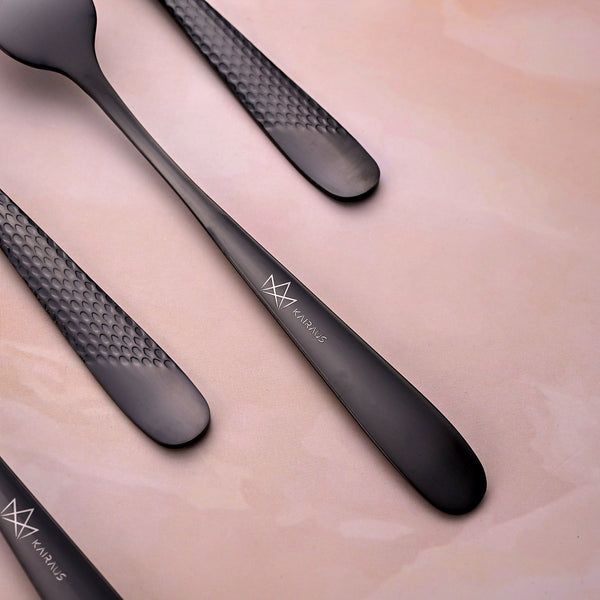 Velvet Black Stainless Steel Tiny Forks (Set of 4)
