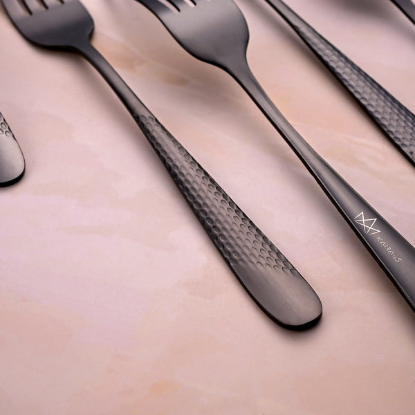 Velvet Black Stainless Steel Tiny Forks (Set of 6)