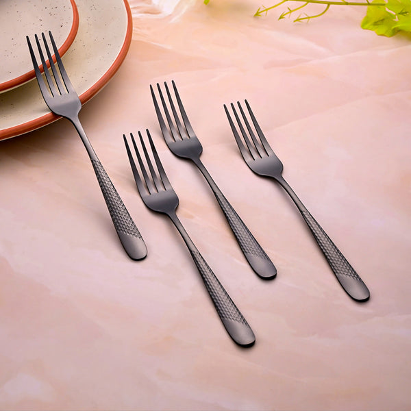 Velvet Black Stainless Steel Tiny Forks (Set of 4)