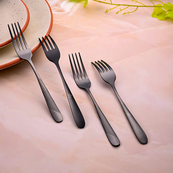 Velvet Black Stainless Steel Tiny Forks (Set of 4)