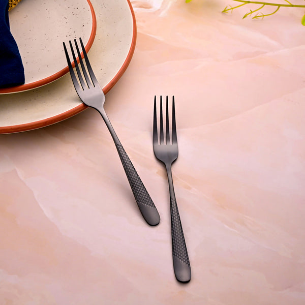 Velvet Black Stainless Steel Tiny Forks (Set of 2)