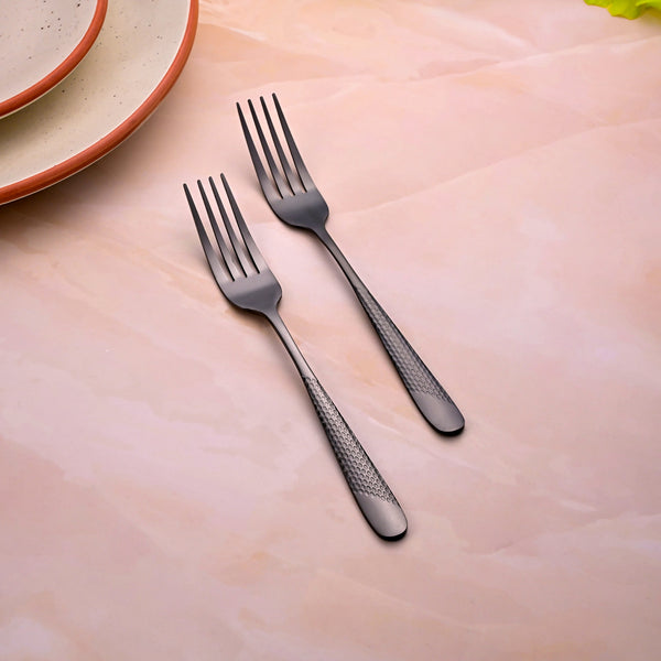 Velvet Black Stainless Steel Tiny Forks (Set of 2)