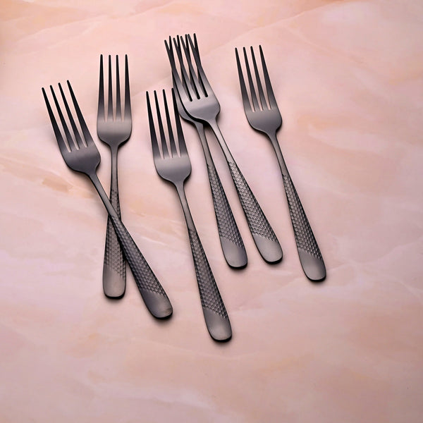 Velvet Black Stainless Steel Tiny Forks (Set of 6)