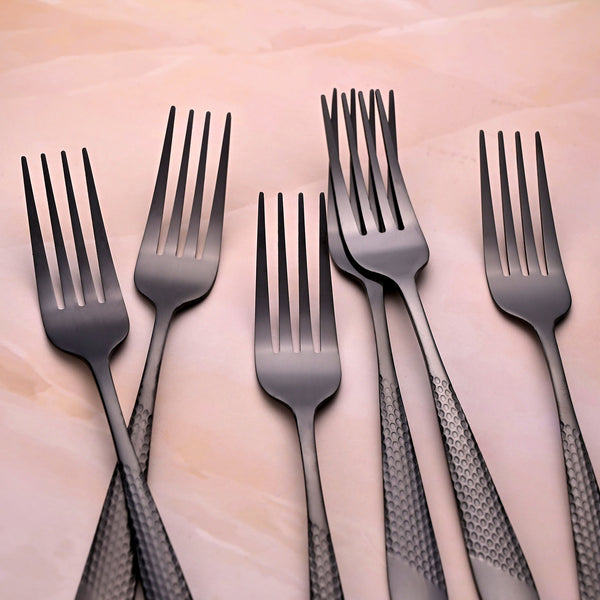 Velvet Black Stainless Steel Tiny Forks (Set of 6)