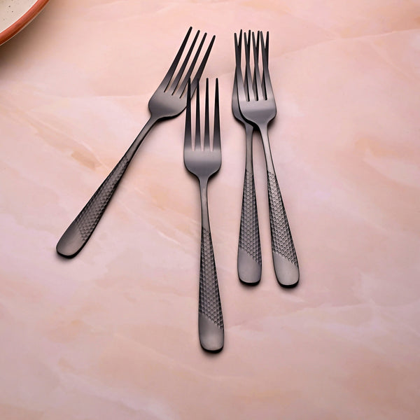 Velvet Black Stainless Steel Tiny Forks (Set of 4)
