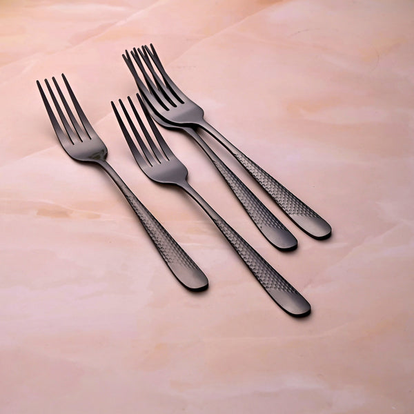 Velvet Black Stainless Steel Tiny Forks (Set of 4)