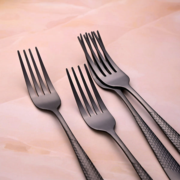Velvet Black Stainless Steel Tiny Forks (Set of 4)