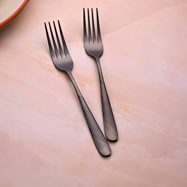 Velvet Black Stainless Steel Tiny Forks (Set of 2)