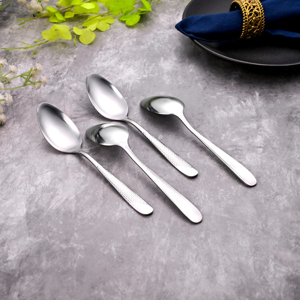 Mini Majestic Silver Stainless Steel Spoons (Set of 4)