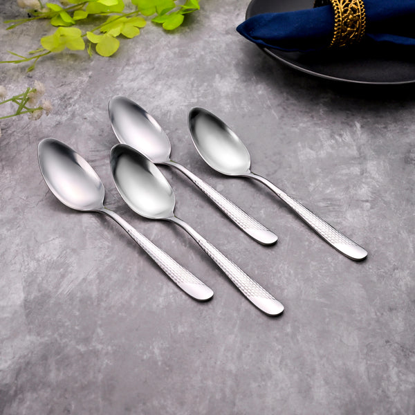 Mini Majestic Silver Stainless Steel Spoons (Set of 4)