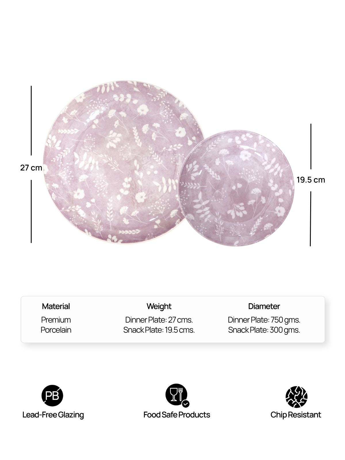 Sophisticated porcelain dinner and quarter plate set

