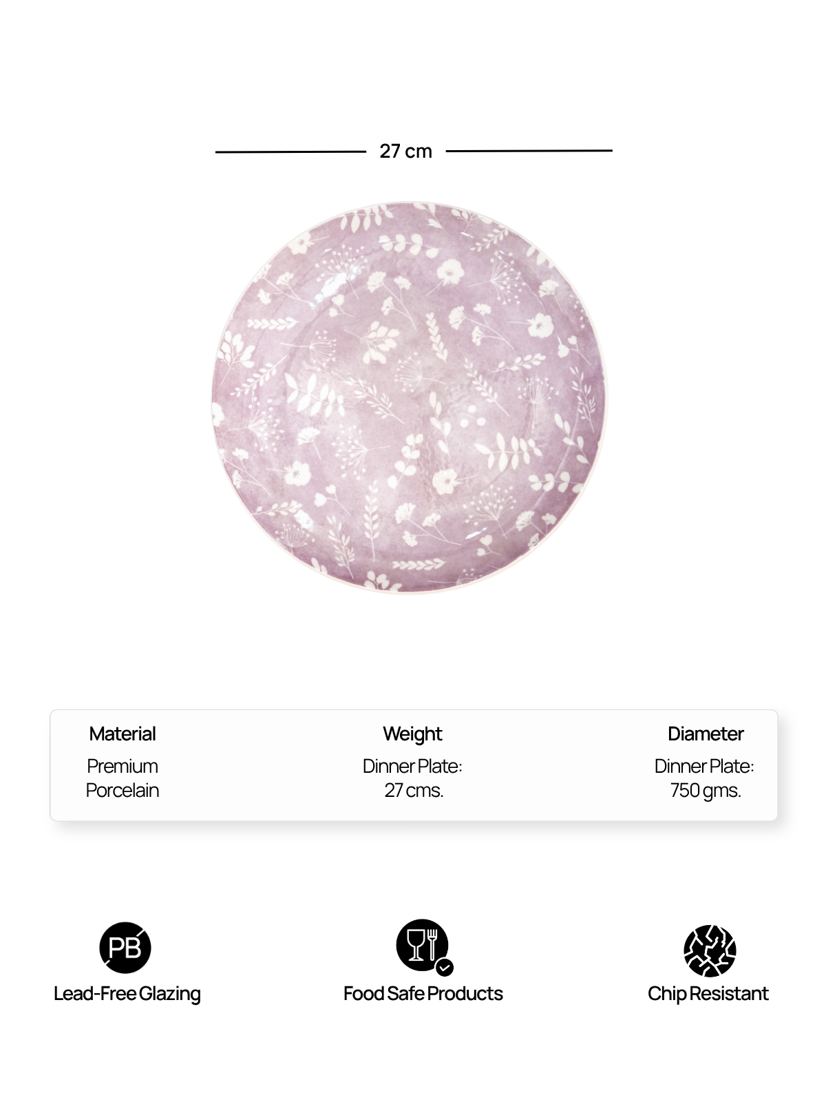 Dahlia 10.8-inch porcelain dinner plates for everyday dining

