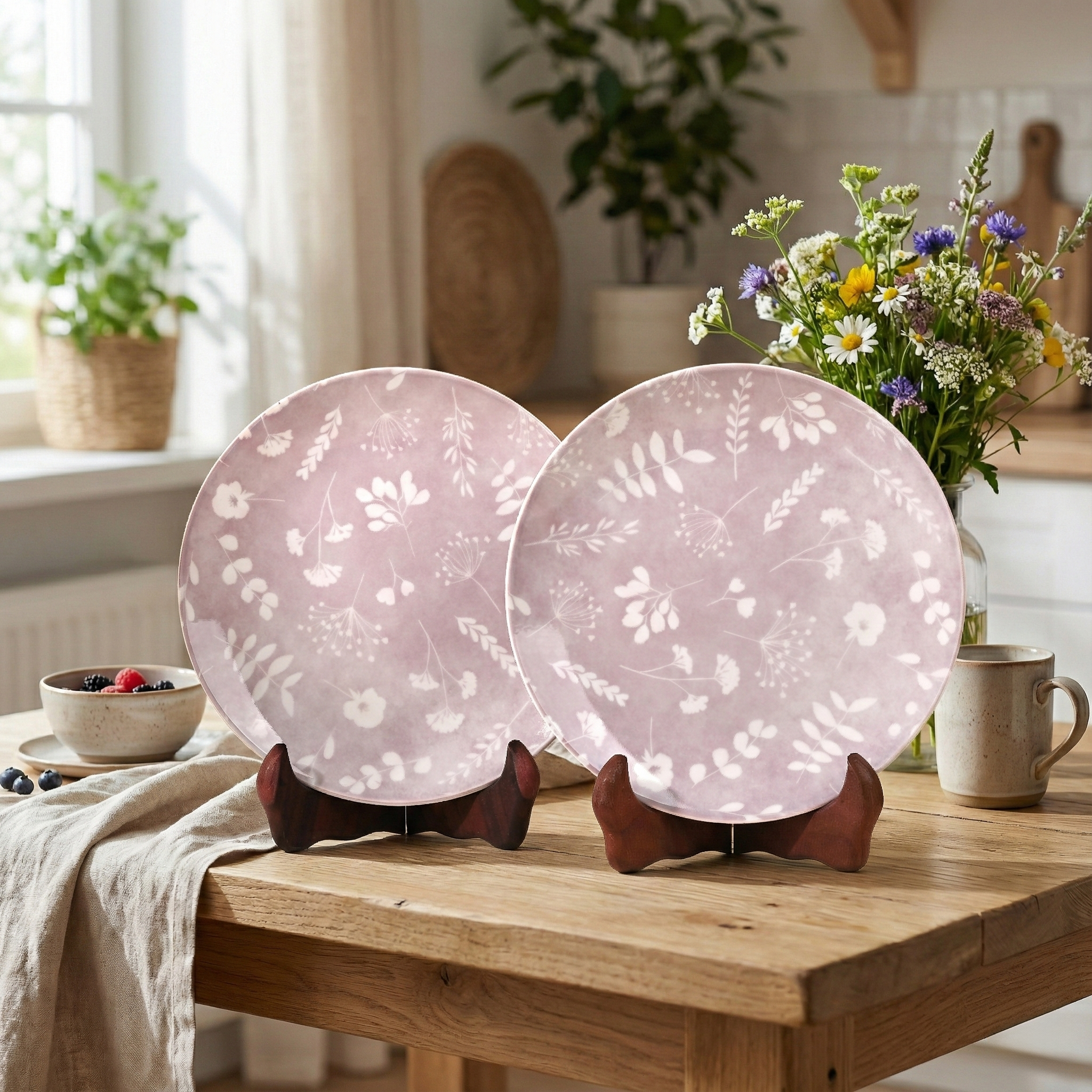 Set of two Dahlia porcelain quarter plates


