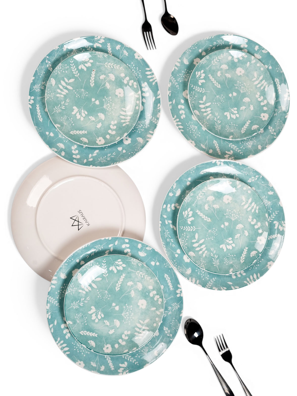 Darla porcelain dinner and quarter plate set of 4

