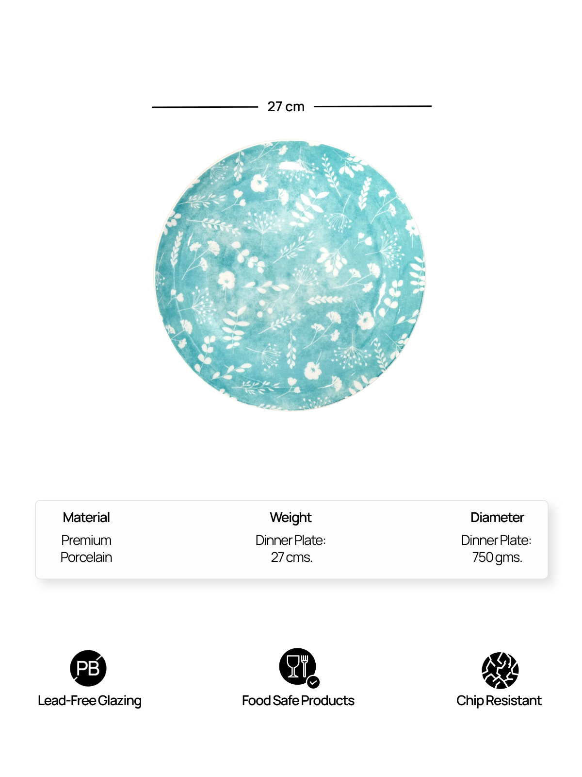 Darla set of four porcelain dinner plates for everyday dining

