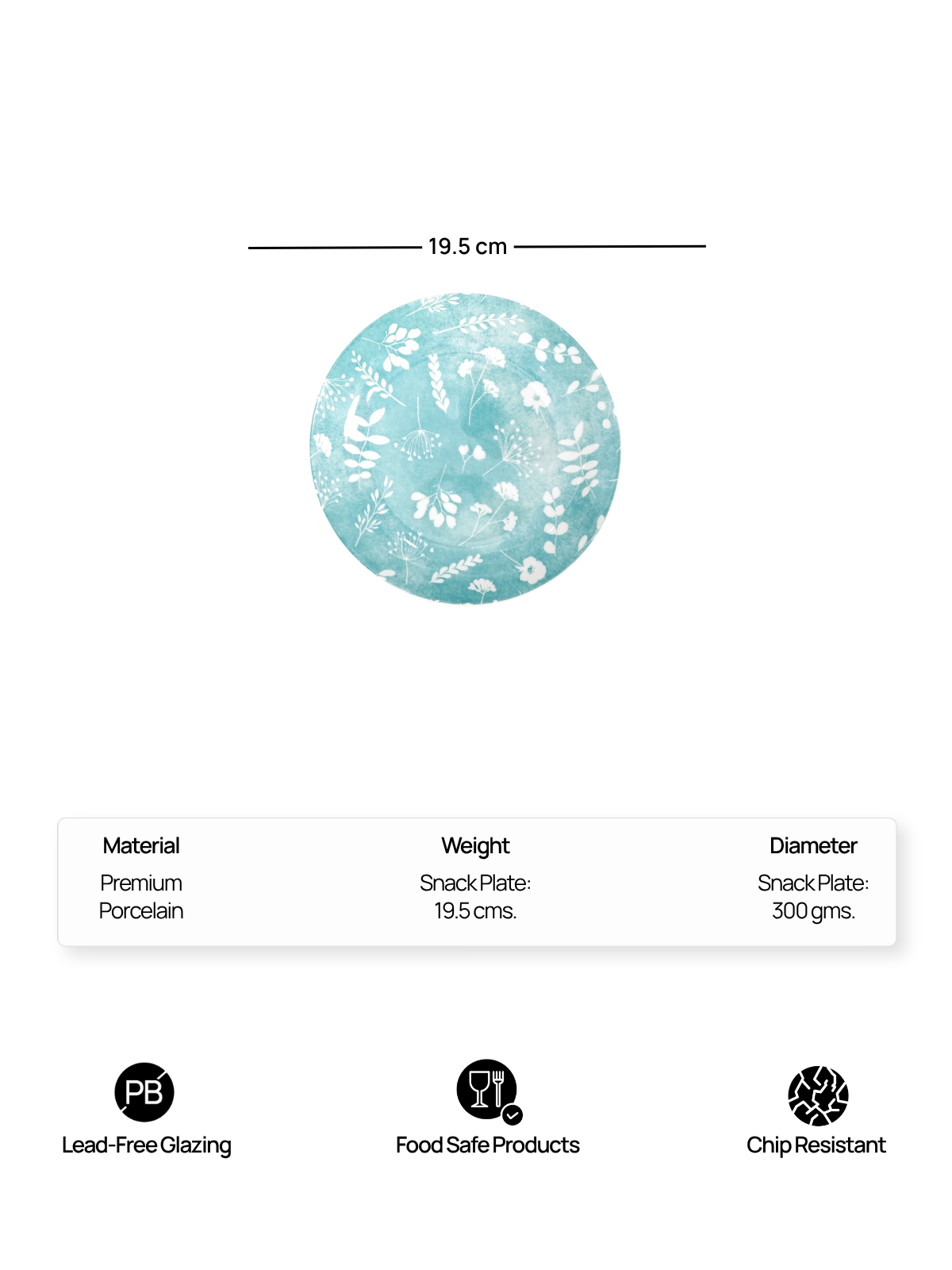 Darla set of six white porcelain quarter plates for everyday dining

