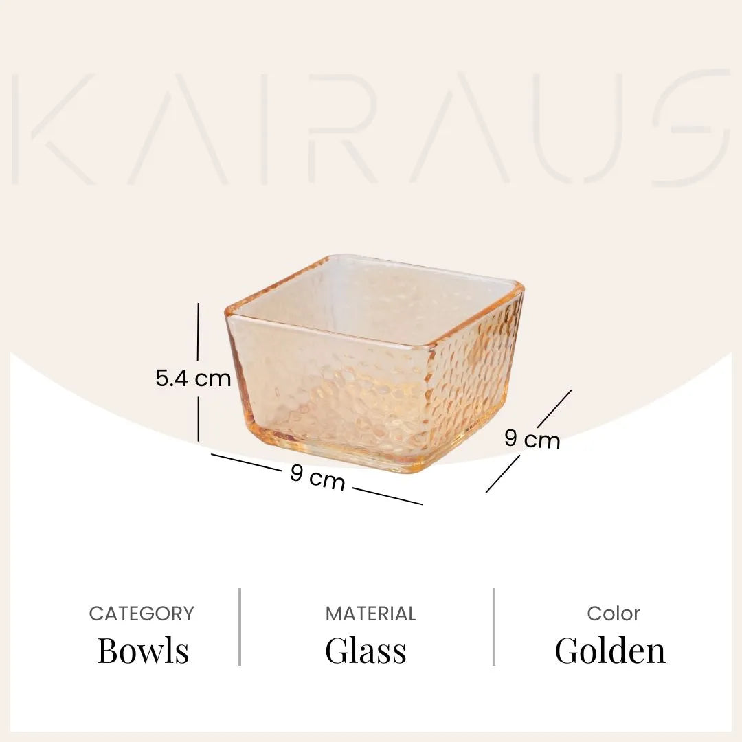Elegant square glass bowls with serving tray

