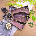 Three-piece marble serving tray set for entertaining

