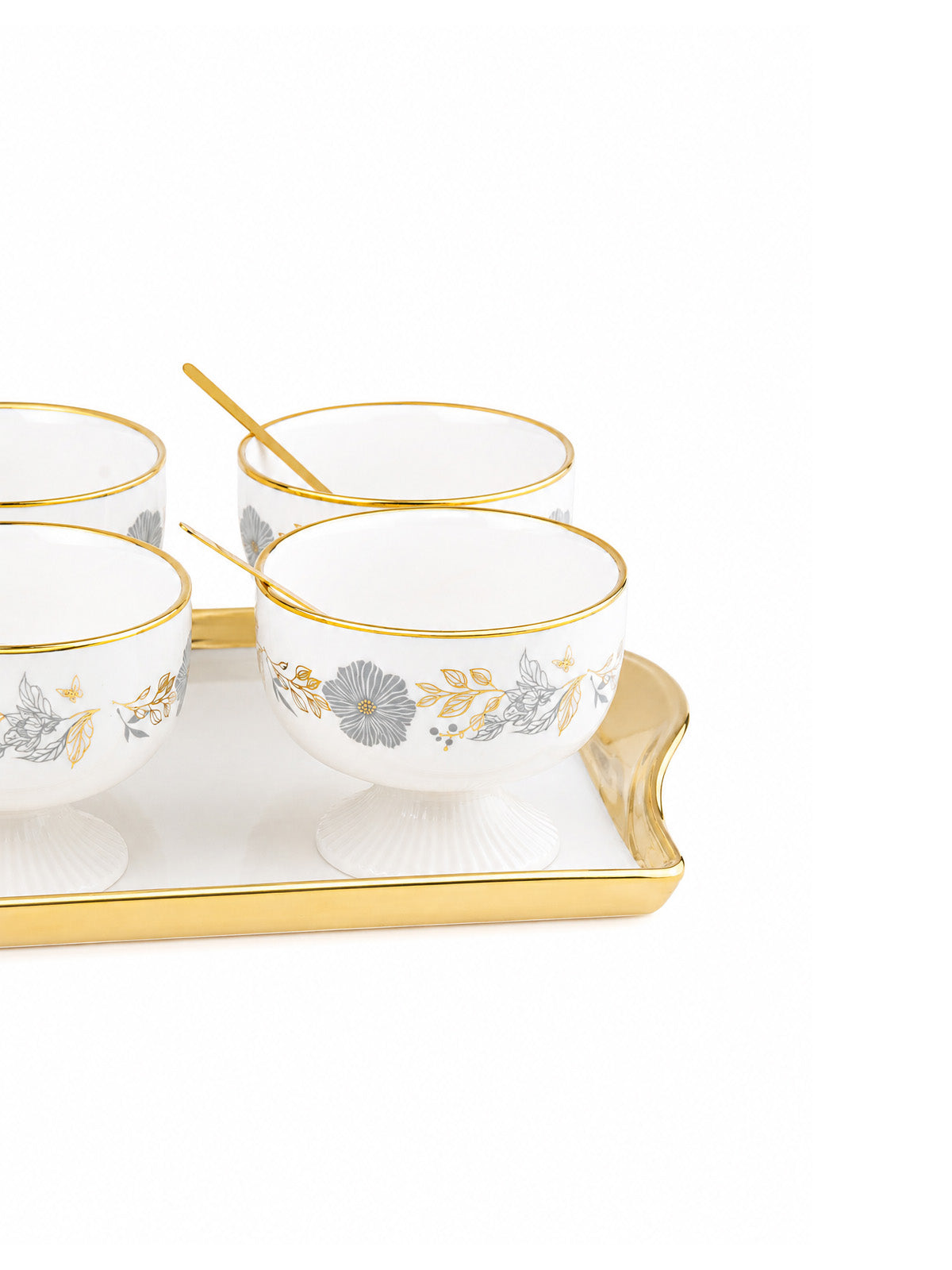 Dusk Lily luxury gold dessert bowl set

