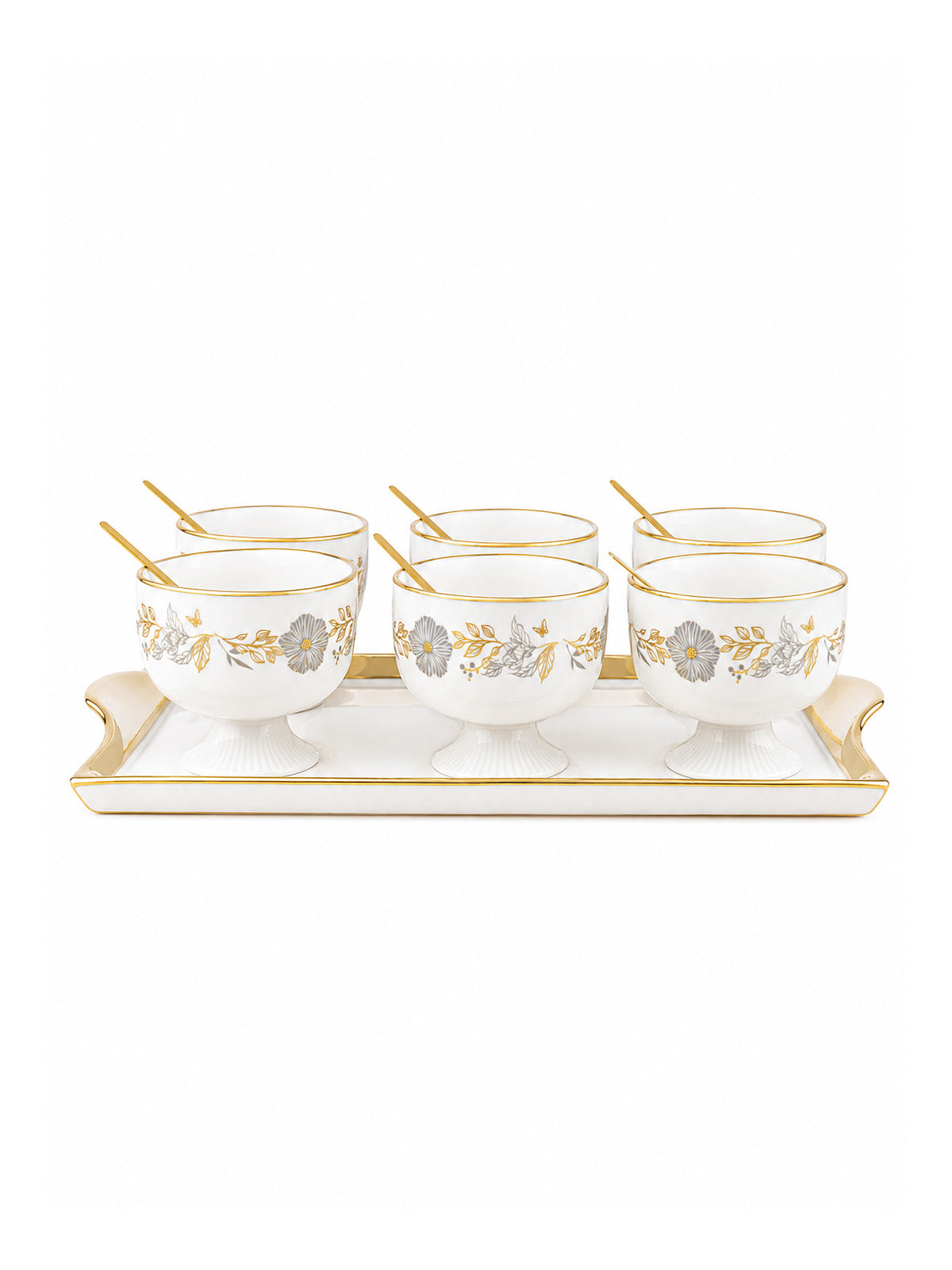 Elegant Dusk Lily gold dessert bowl set

