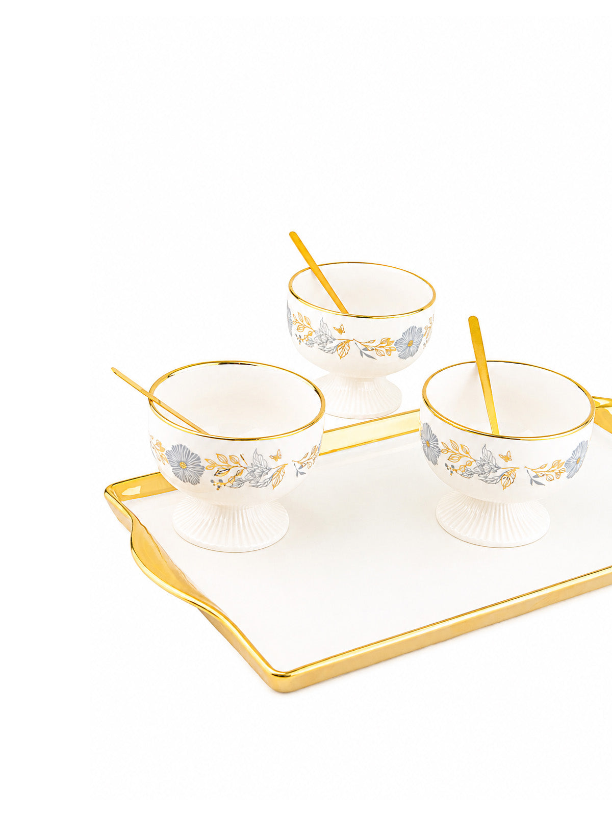 Dusk Lily premium gold dessert bowl set

