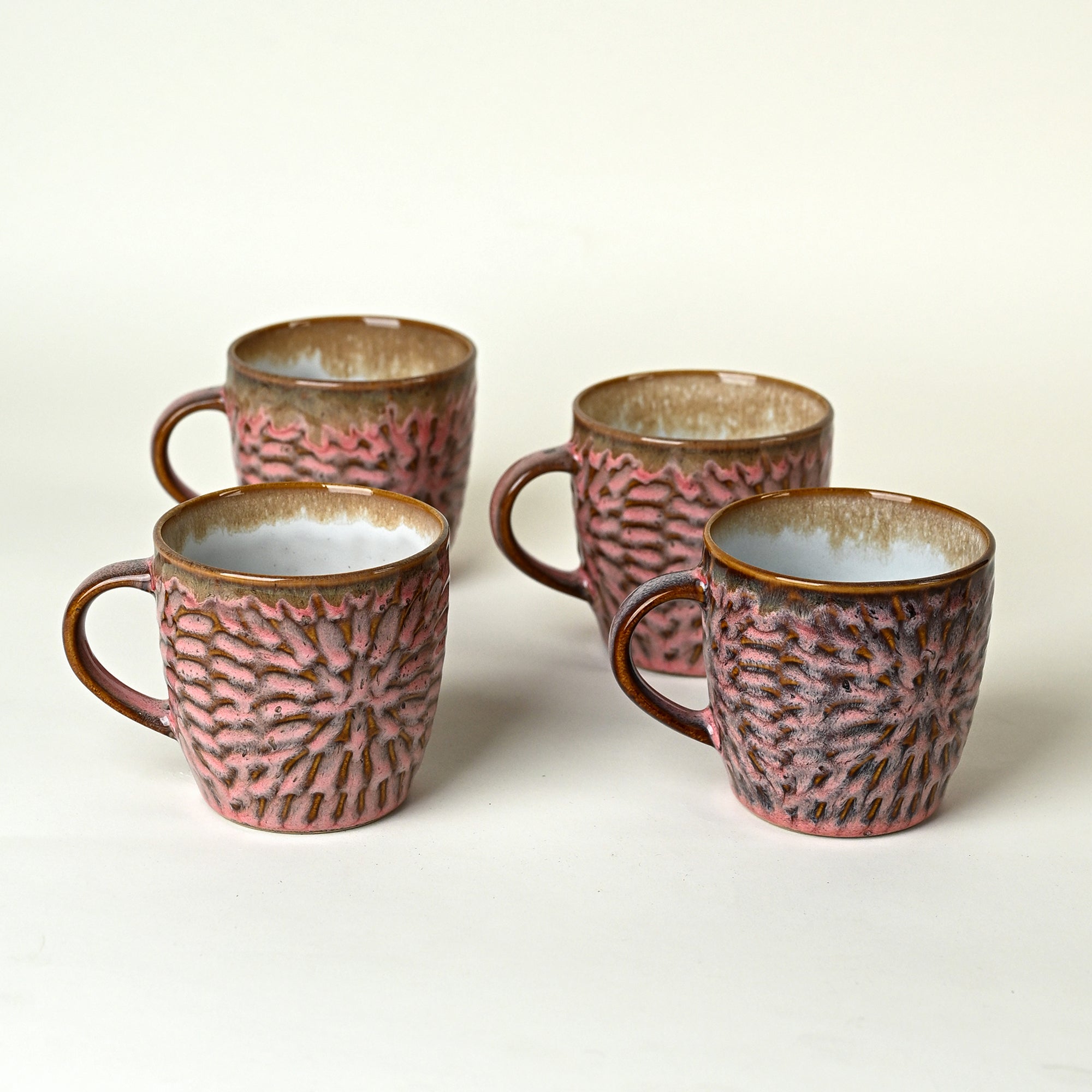 Dusty rose pink ceramic tea cups


