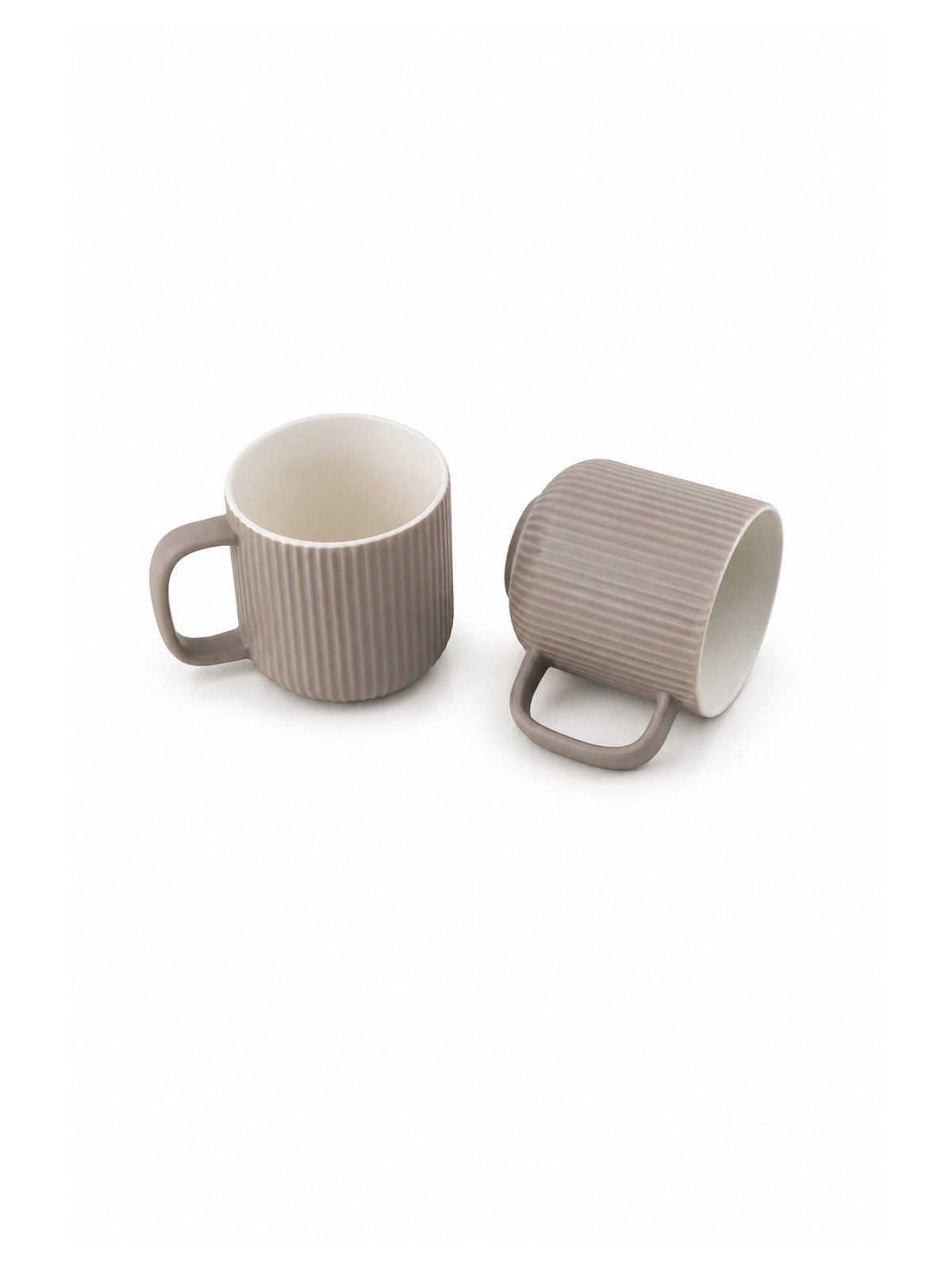 Set of two Earthy Ribbed New Bone China coffee mugs

