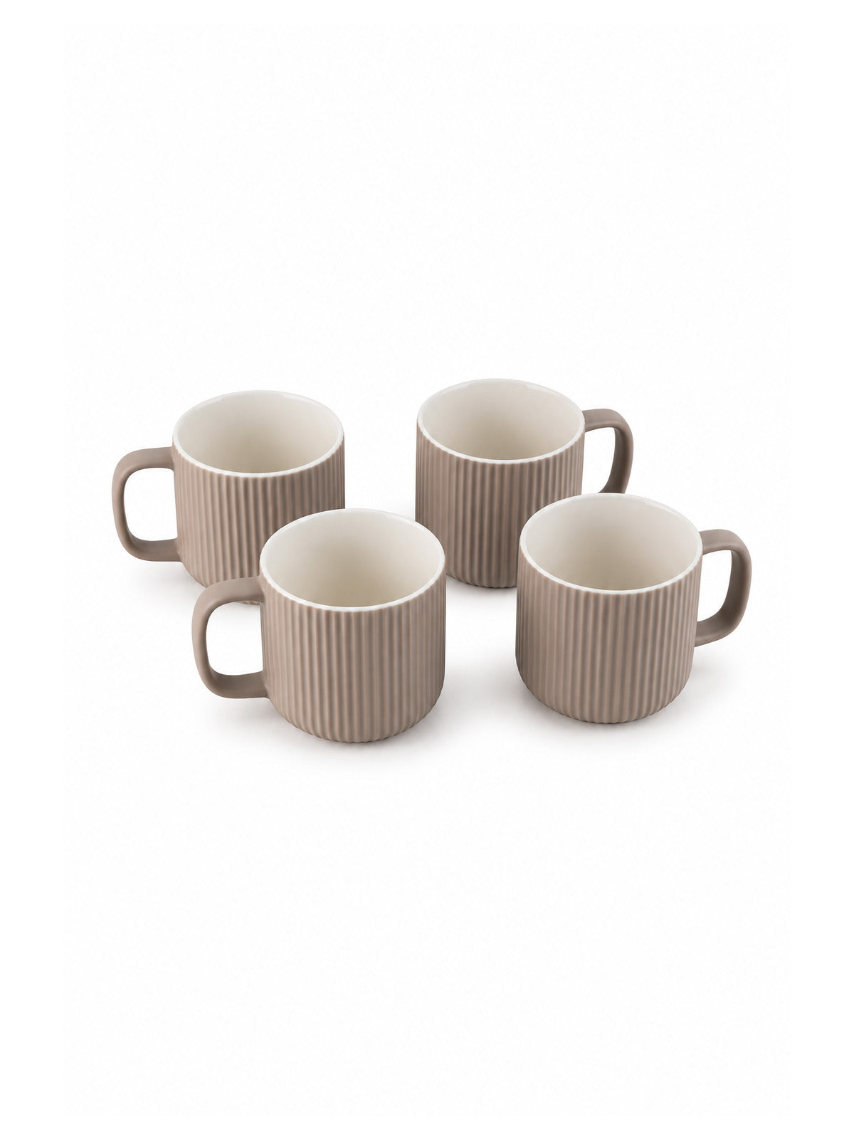 Set of four Earthy Ribbed New Bone China coffee mugs

