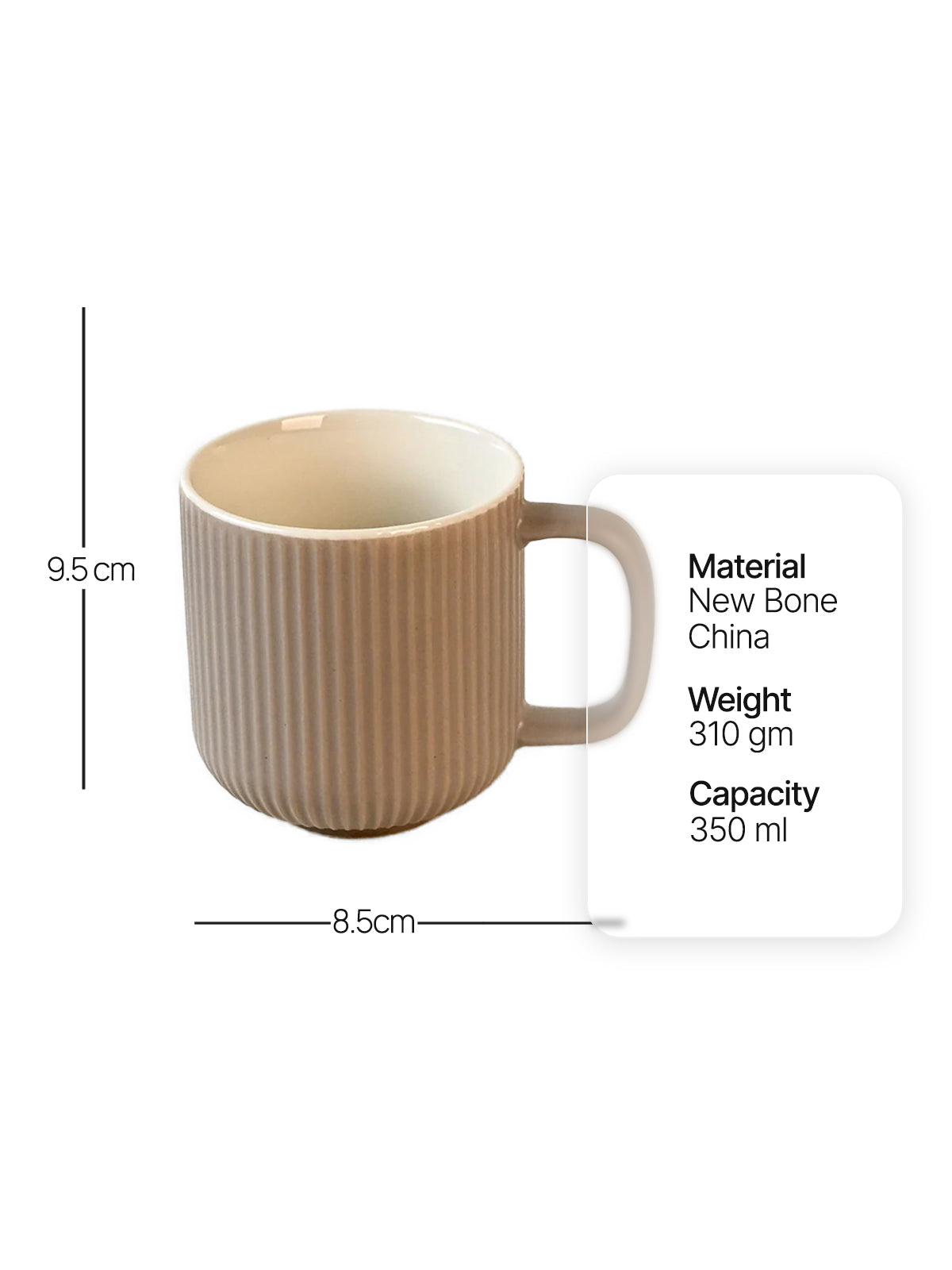 Earthy Ribbed bone china mugs for coffee and beverages

