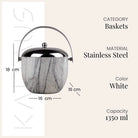 Steel Ice Bucket with Polished Metallic Finish