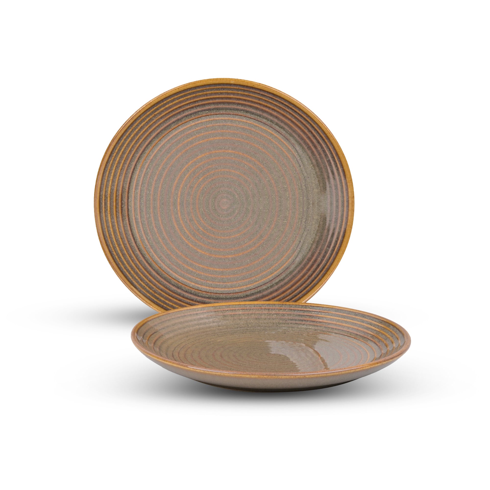 10.5 inch brown spiral dinner plate set

