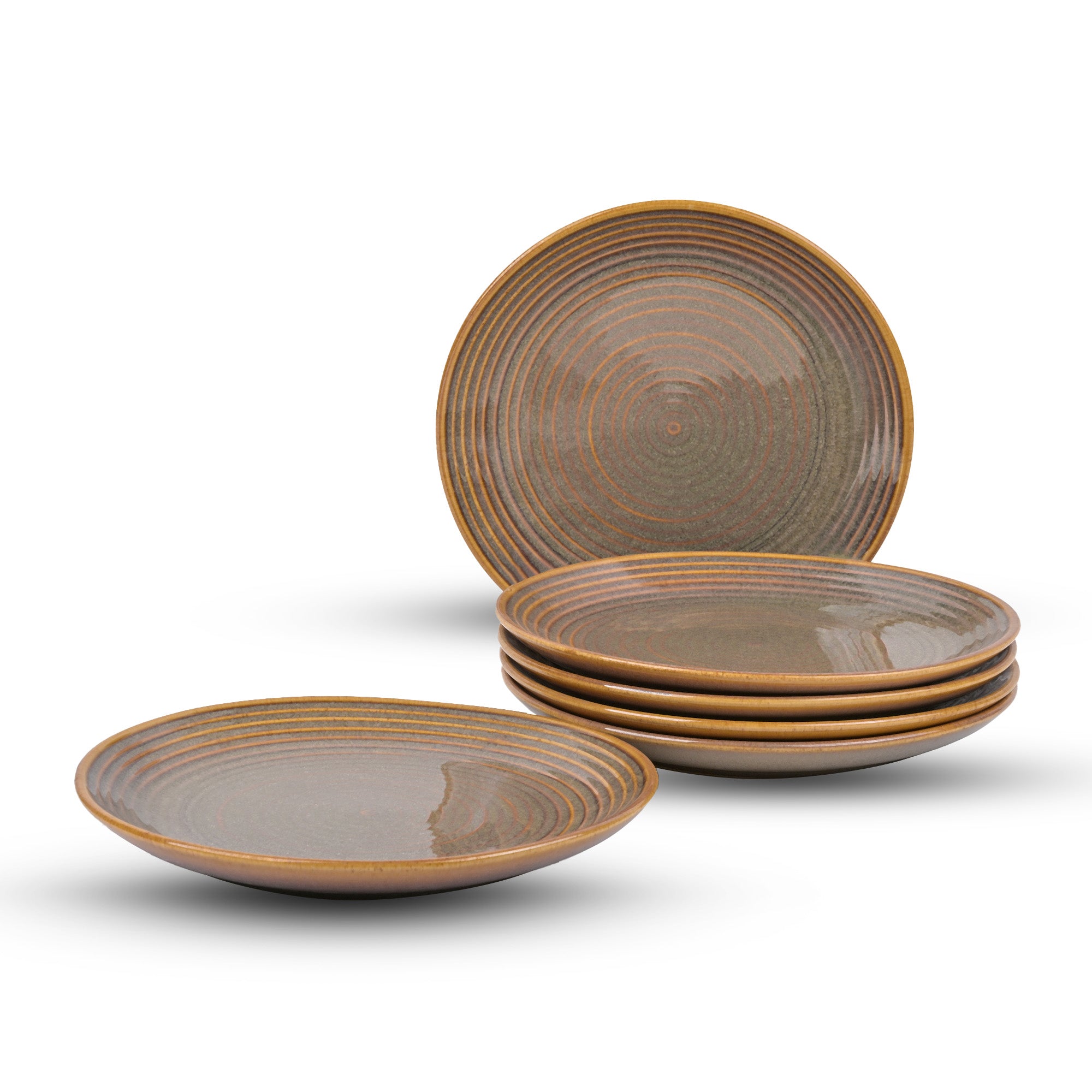 10.5 inch brown spiral dinner plate set

