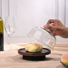 Premium glass dome with wooden tray for tabletop display
