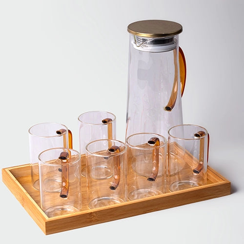 Elegant transparent glass jug and mug set for everyday use

