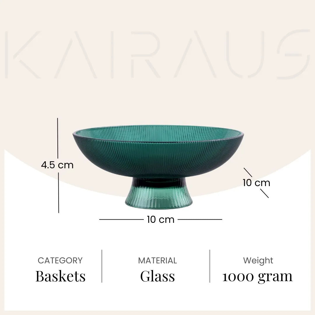 Stylish green glass fruit bowl with elegant finish


