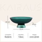 Stylish green glass fruit bowl with elegant finish

