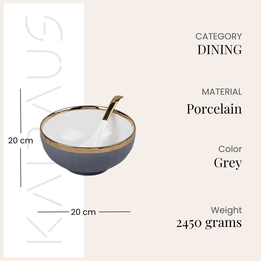 Elegant grey bowls with refined golden detailing

