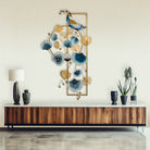Elegant peacock metal wall art with intricate feather detailing


