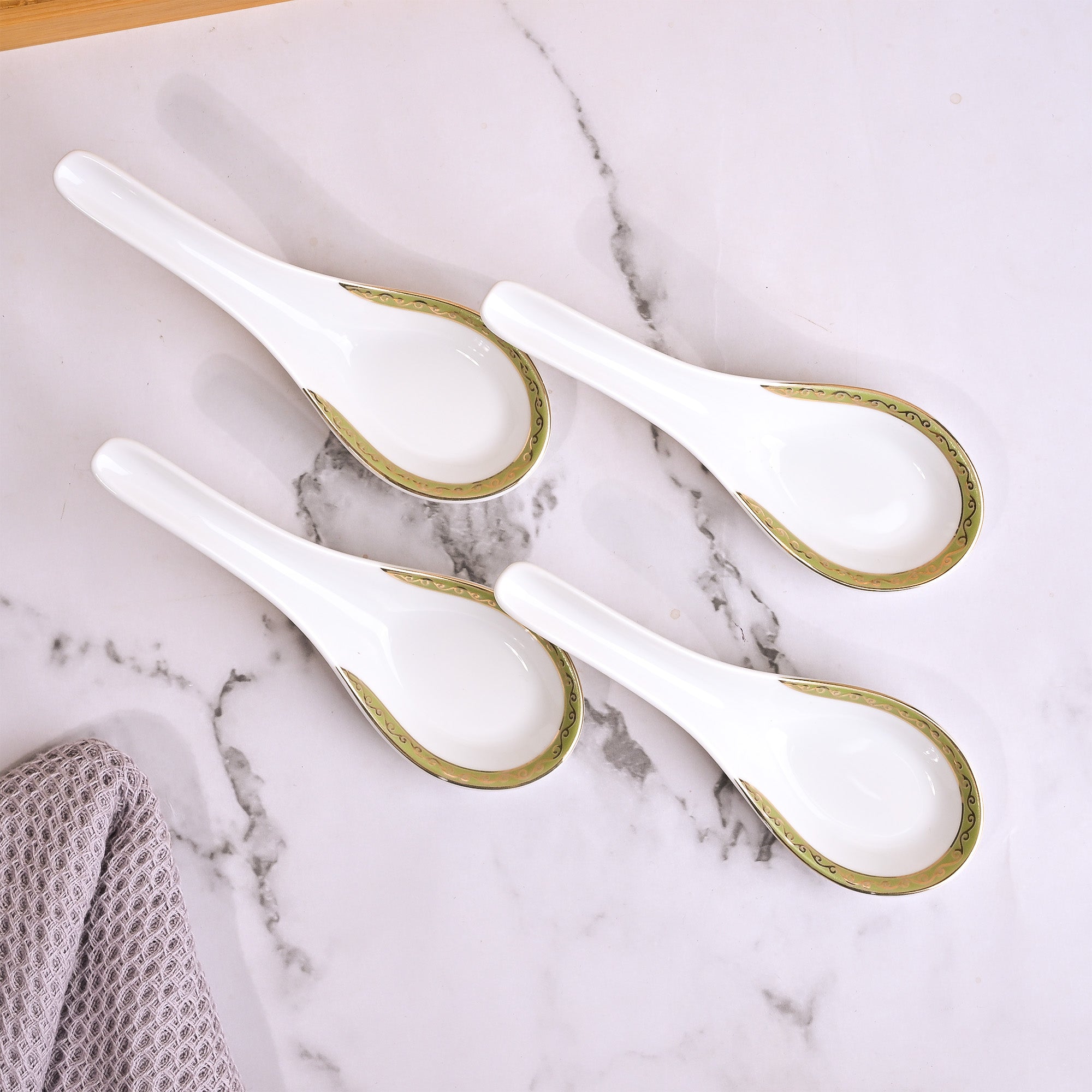 Minimalist porcelain bowl set with elegant spoons

